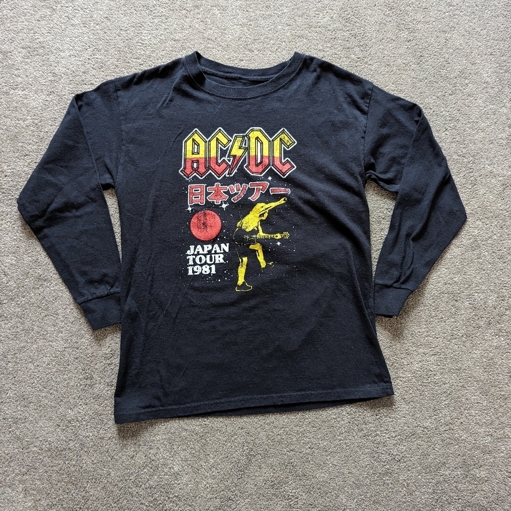 AC/DC Japan Tour 1981 black cotton graphic long sleeve tee kids Large